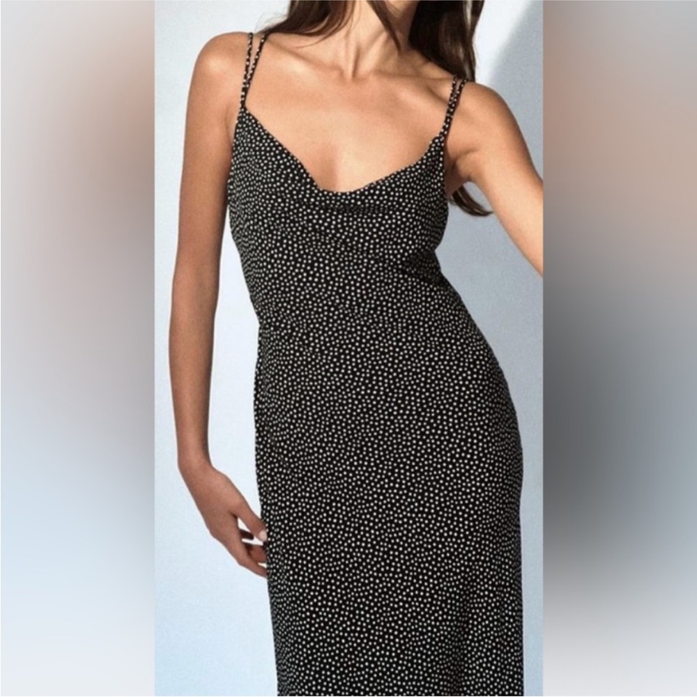 Zara Black and White Polka Dot Spaghetti Strap Dress